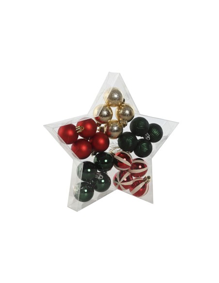 Boules de Noël Home ESPRIT Rouge Vert Polyéthylène 27 x 4 x 26 cm (20 Pièces)