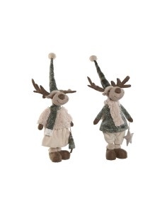 Décorations de Noël Home ESPRIT Vert Beige Renne 29 x 16 x 60 cm (2 Unités)