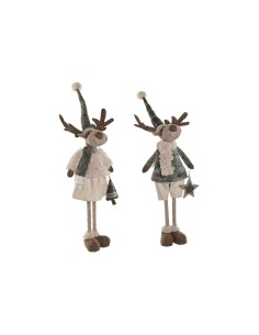 Décorations de Noël Home ESPRIT Vert Beige Renne 29 x 16 x 60 cm (2 Unités) 2