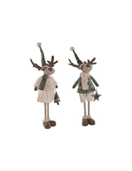 Décorations de Noël Home ESPRIT Vert Beige Renne 29 x 16 x 60 cm (2 Unités)