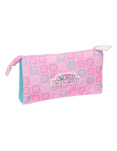 Trousse Fourre-Tout Triple Gabby's Dollhouse Party Rose 22 x 12 x 3 cm 2