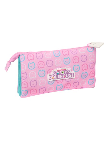 Trousse Fourre-Tout Triple Gabby's Dollhouse Party Rose 22 x 12 x 3 cm