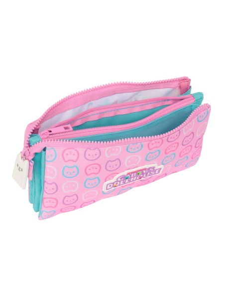 Trousse Fourre-Tout Triple Gabby's Dollhouse Party Rose 22 x 12 x 3 cm