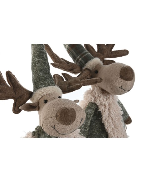 Décorations de Noël Home ESPRIT Vert Beige Renne 29 x 16 x 60 cm (2 Unités)