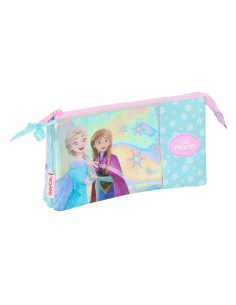 Trousse Fourre-Tout Triple Frozen Cool days Violet Bleu ciel 22 x 12 x 3 cm