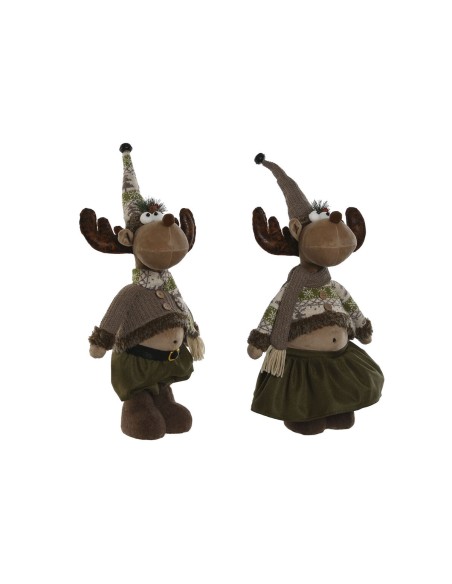 Décorations de Noël Home ESPRIT Marron Vert Renne 25 x 15 x 55 cm (2 Unités)