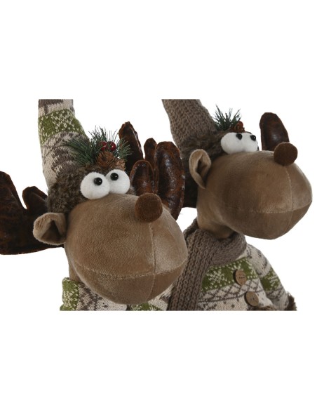 Décorations de Noël Home ESPRIT Marron Vert Renne 25 x 15 x 55 cm (2 Unités)
