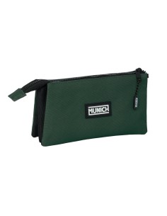 Trousse Fourre-Tout Triple Munich Verde Vert 22 x 12 x 3 cm 2