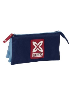 Trousse Fourre-Tout Triple Munich Royal Bleu 22 x 12 x 3 cm
