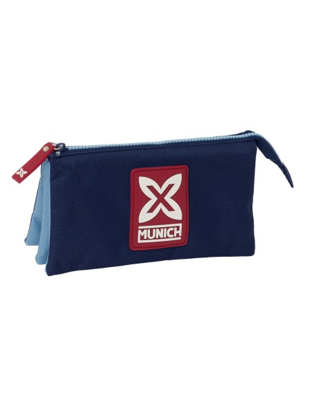 Trousse Fourre-Tout Triple Munich Royal Bleu 22 x 12 x 3 cm