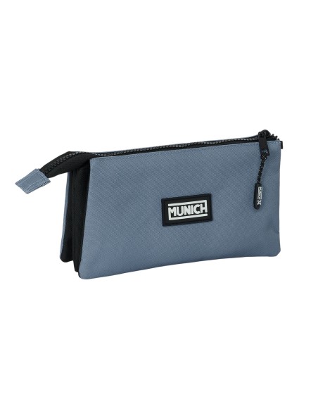 Trousse Fourre-Tout Triple Munich Basic Gris 22 x 12 x 3 cm