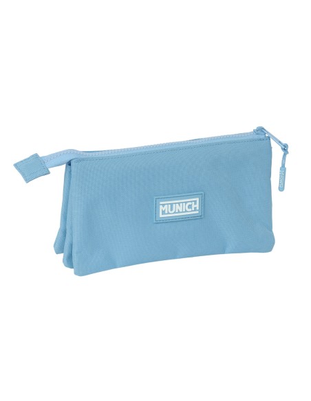 Trousse Fourre-Tout Triple Munich Basic Bleu 22 x 12 x 3 cm