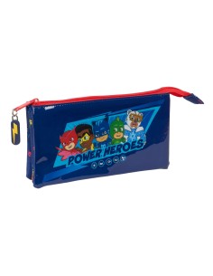 Trousse Fourre-Tout Triple PJ Masks Ready Blue marine 22 x 12 x 3 cm