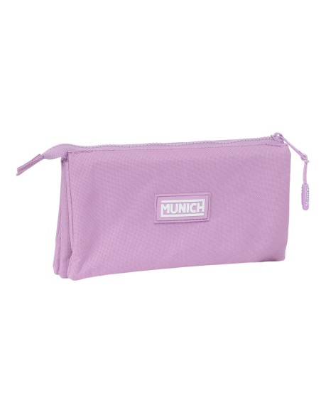 Trousse Fourre-Tout Triple Munich Basic Lila 22 x 12 x 3 cm