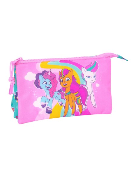 Trousse Fourre-Tout Triple My Little Pony Magic Rose Turquoise 22 x 12 x 3 cm