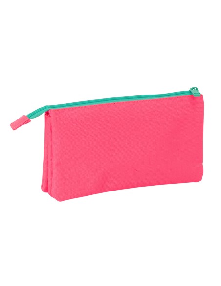Trousse Fourre-Tout Triple Nait Nait Rosa fluor Rose 22 x 12 x 3 cm