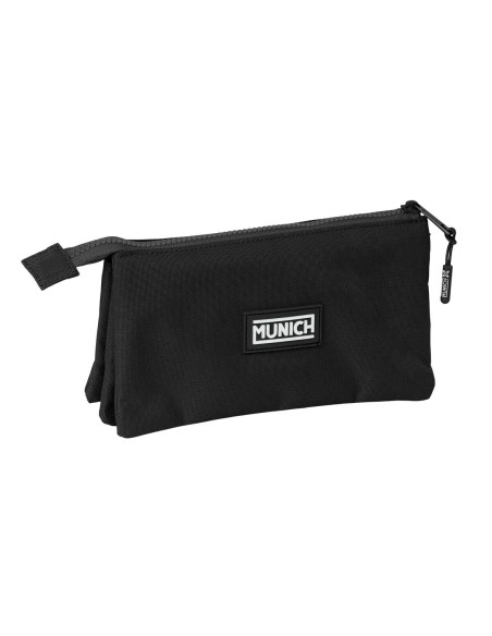Trousse Fourre-Tout Triple Munich Negro Noir 22 x 12 x 3 cm