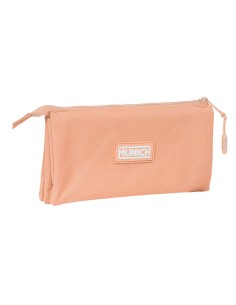 Trousse Fourre-Tout Triple Munich Basic Pêche 22 x 12 x 3 cm 2