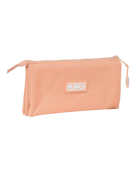 Trousse Fourre-Tout Triple Munich Basic Pêche 22 x 12 x 3 cm