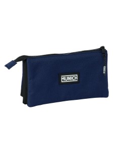 Trousse Fourre-Tout Triple Munich Basic Blue marine 22 x 12 x 3 cm