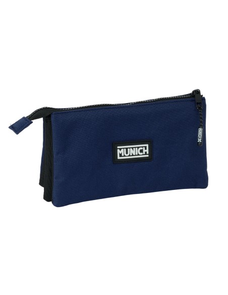Trousse Fourre-Tout Triple Munich Basic Blue marine 22 x 12 x 3 cm