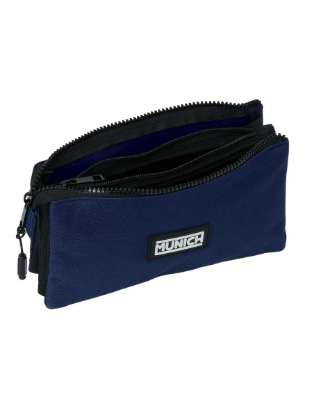 Trousse Fourre-Tout Triple Munich Basic Blue marine 22 x 12 x 3 cm