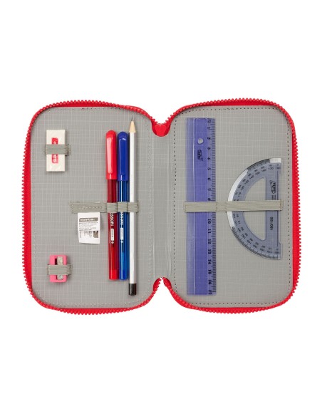 Pochette à crayons triple Atlético Madrid Rouge 12,5 x 19,5 x 5,5 cm 36 Pièces