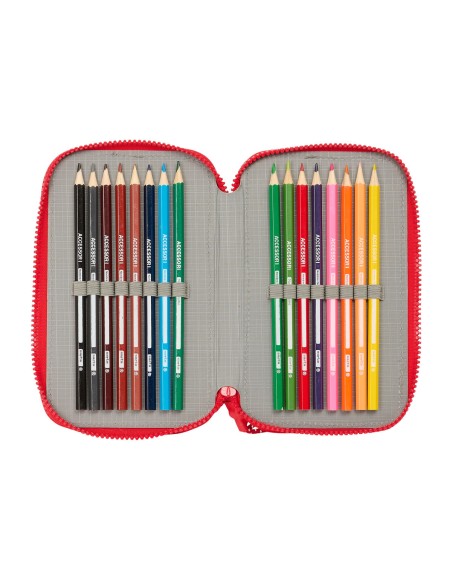 Pochette à crayons triple Atlético Madrid Rouge 12,5 x 19,5 x 5,5 cm 36 Pièces