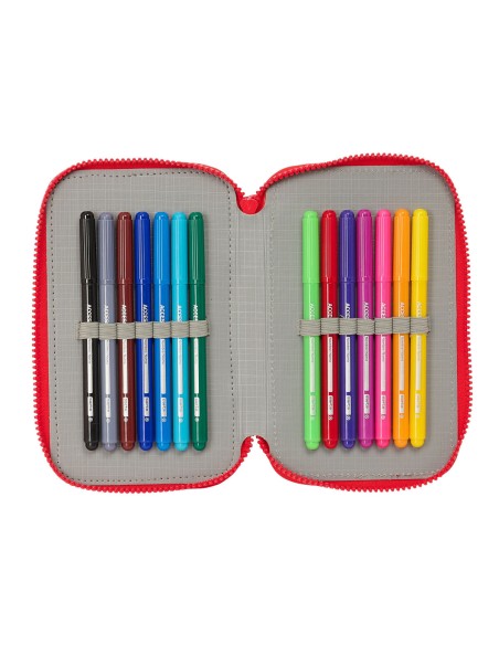 Pochette à crayons triple Atlético Madrid Rouge 12,5 x 19,5 x 5,5 cm 36 Pièces