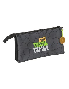 Trousse Fourre-Tout Triple Teenage Mutant Ninja Turtles Noir Gris 22 x 12 x 3 cm 2