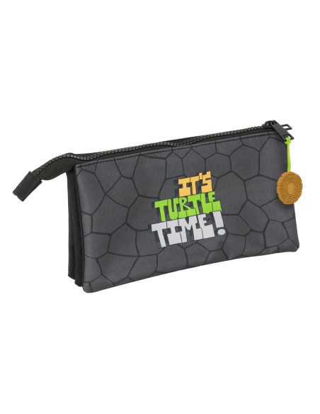 Trousse Fourre-Tout Triple Teenage Mutant Ninja Turtles Noir Gris 22 x 12 x 3 cm