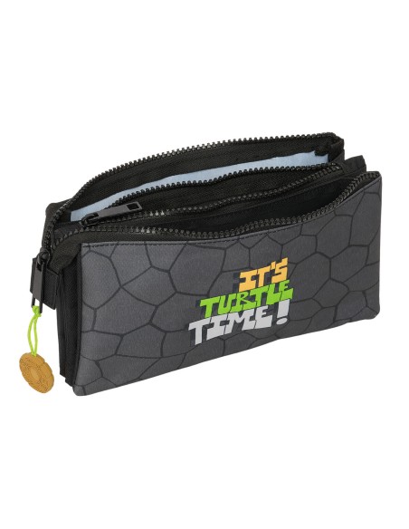 Trousse Fourre-Tout Triple Teenage Mutant Ninja Turtles Noir Gris 22 x 12 x 3 cm