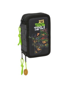 Pochette à crayons triple Teenage Mutant Ninja Turtles Noir Gris 12,5 x 19,5 x 5,5 cm 36 Pièces