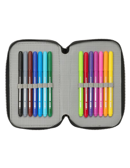 Pochette à crayons triple Teenage Mutant Ninja Turtles Noir Gris 12,5 x 19,5 x 5,5 cm 36 Pièces