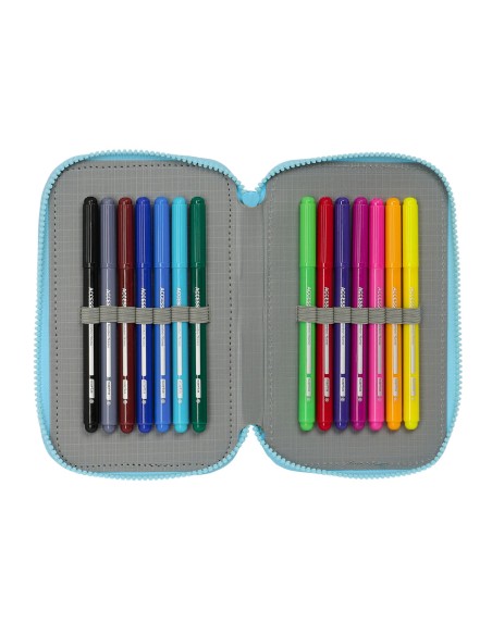 Pochette à crayons triple Bluey Bleu ciel 12,5 x 19,5 x 5,5 cm 36 Pièces