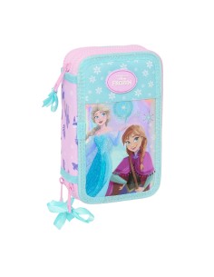 Pochette à crayons triple Frozen Cool days Violet Bleu ciel 12,5 x 19,5 x 5,5 cm 36 Pièces