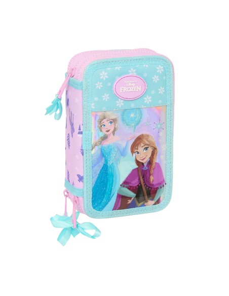 Pochette à crayons triple Frozen Cool days Violet Bleu ciel 12,5 x 19,5 x 5,5 cm 36 Pièces