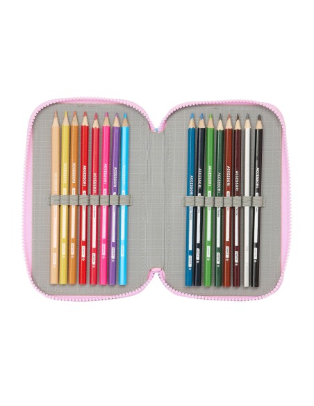 Pochette à crayons triple Frozen Cool days Violet Bleu ciel 12,5 x 19,5 x 5,5 cm 36 Pièces