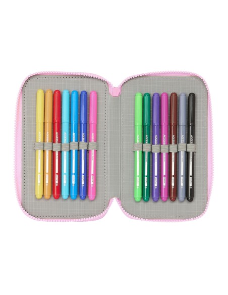 Pochette à crayons triple Frozen Cool days Violet Bleu ciel 12,5 x 19,5 x 5,5 cm 36 Pièces