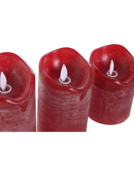 Bougie LED Home ESPRIT Rouge 26,5 x 8 x 17 cm (3 Pièces)
