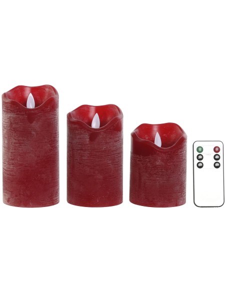 Bougie LED Home ESPRIT Rouge 26,5 x 8 x 17 cm (3 Pièces)
