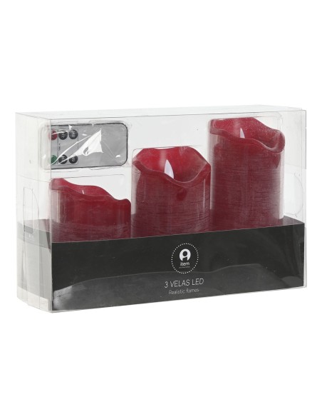 Bougie LED Home ESPRIT Rouge 26,5 x 8 x 17 cm (3 Pièces)