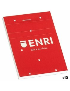 Bloc de Notes ENRI Rouge A7 80 Volets (10 Unités)