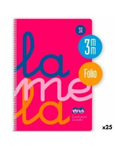 Cahier Lamela Cuadrovía Rose Fluorescent Din A4 80 Volets 21,5 x 31,5 cm 5 Pièces (25 Unités)