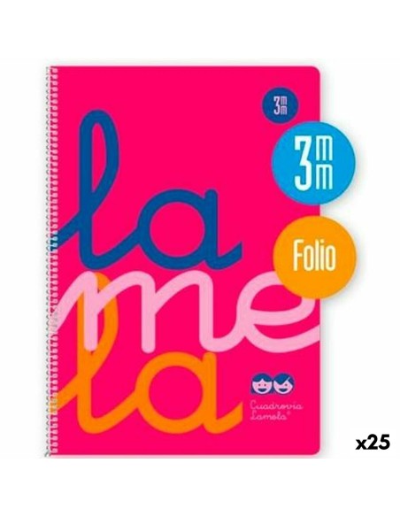 Cahier Lamela Cuadrovía Rose Fluorescent Din A4 80 Volets 21,5 x 31,5 cm 5 Pièces (25 Unités)