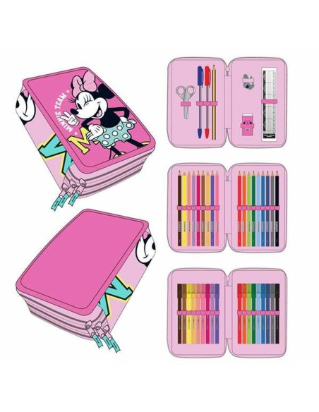 Trousse d'écolier Minnie Mouse Fuchsia 12,5 x 6,5 x 19,5 cm