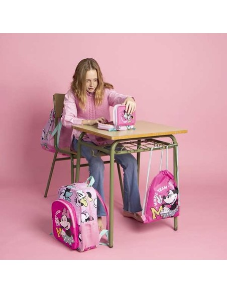 Trousse d'écolier Minnie Mouse Fuchsia 12,5 x 6,5 x 19,5 cm