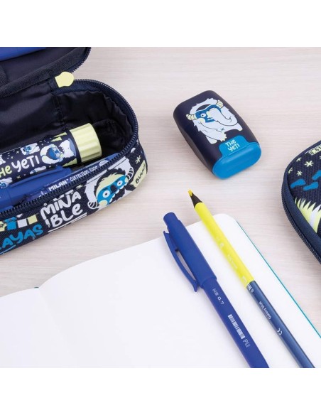 Trousse d'écolier Milan The Yeti Blue marine 23 x 9 x 1,5 cm