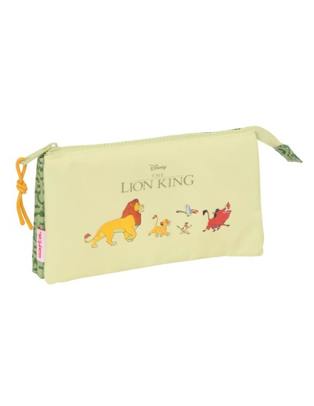 Trousse Fourre-Tout Triple Mufasa Vert Beige 22 x 12 x 3 cm