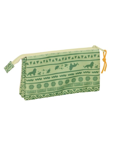Trousse Fourre-Tout Triple Mufasa Vert Beige 22 x 12 x 3 cm